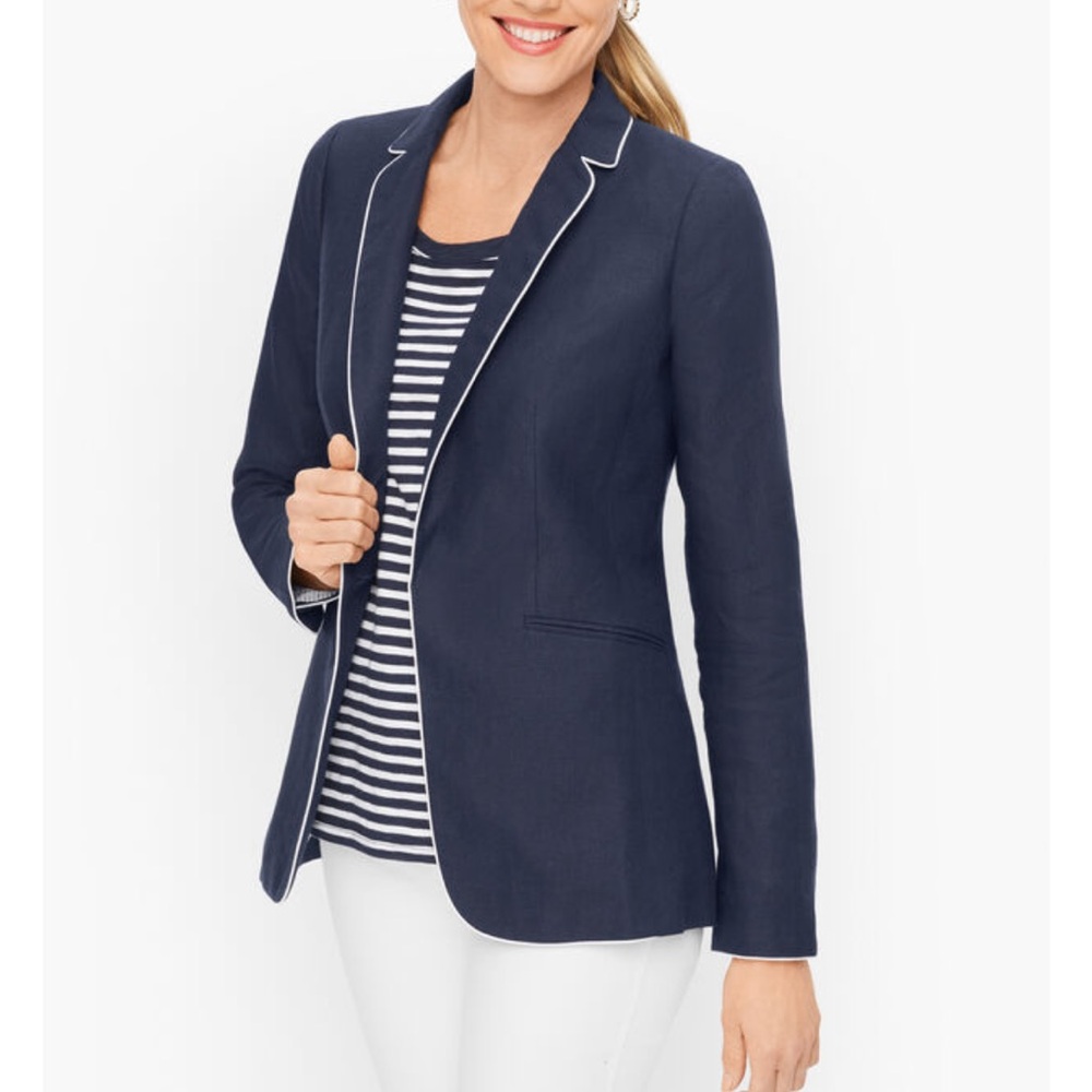 Talbots Navy Blazer with White Trim